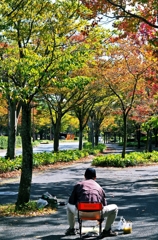 The scenery which he draws
