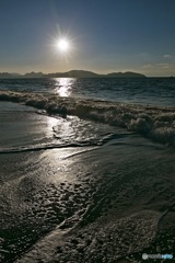 On the coast at dusk in winter 1