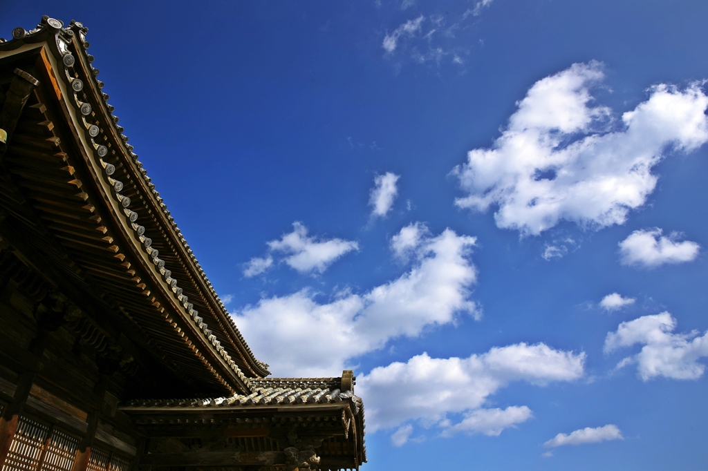 Winter sky and old temple 4