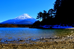 冬晴れの湖畔