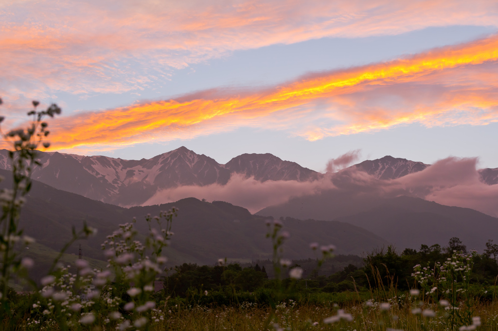 白馬三山の夕暮れ