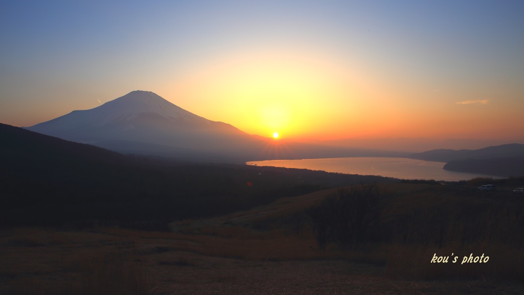 山中湖　日の入り