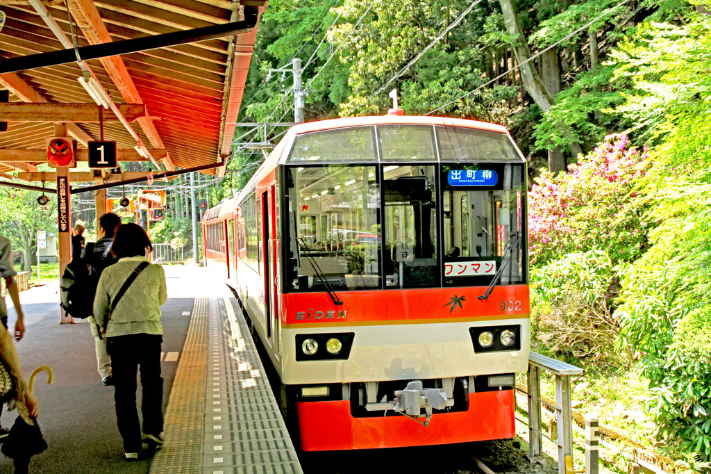 叡電鞍馬駅到着