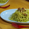 手作りジェノベーゼソースでパスタ