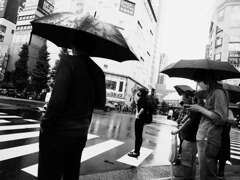 傘も差さずに佇む