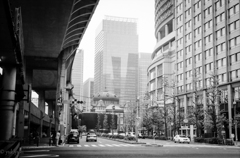 東京駅を望む