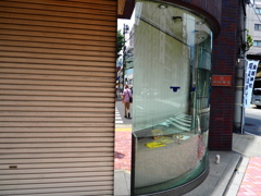 鏡の中の男と私の影