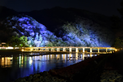 嵐山花灯路　渡月橋ライトアップ