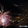 大洲の夜景と花火