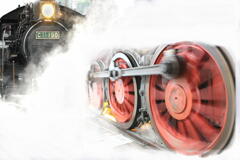 疾走する蒸気機関車