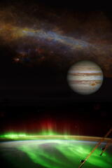 NASA画像から「オーロラと木星」