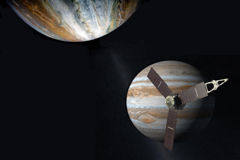 コラージュ　木星と探査船ジュノー