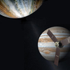コラージュ　木星と探査船ジュノー