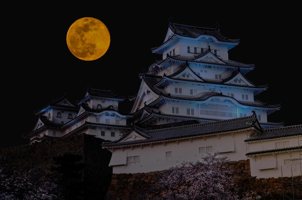 スーパームーン　その１　姫路城