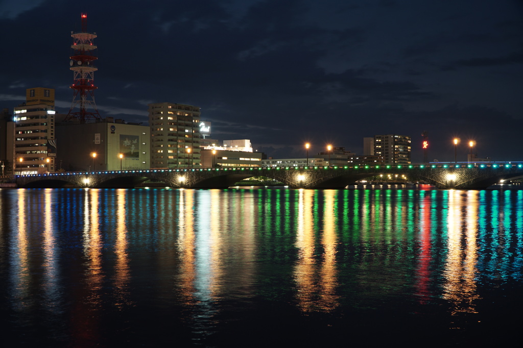 新潟　萬代橋　七色イルミネーション
