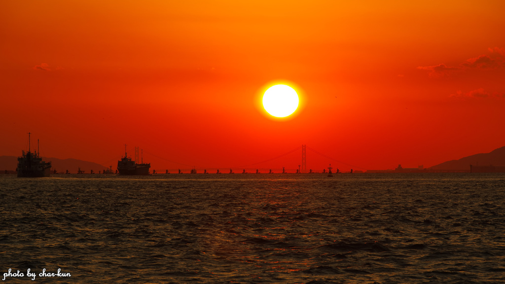 明石海峡夕景