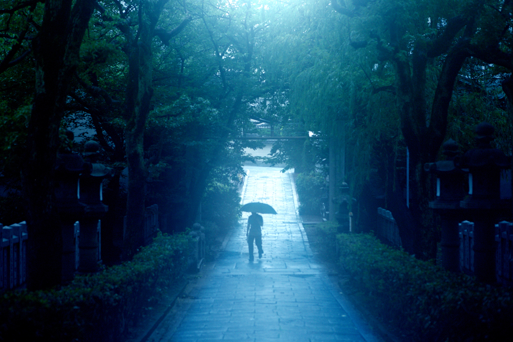 雨の参道