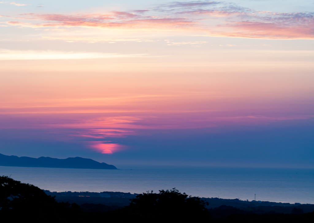 大山、美保湾、夕陽３