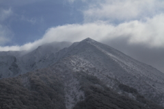 冬山登山者を下から見て