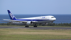 a 767 takes off