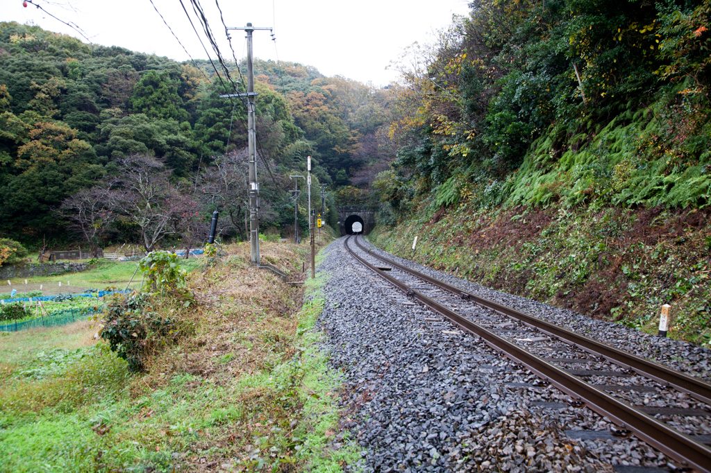 雨の鉄道トンネル
