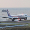 日本海を背に７６７着陸