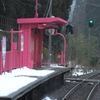 智頭急行で大阪へ　ピンクの駅舎