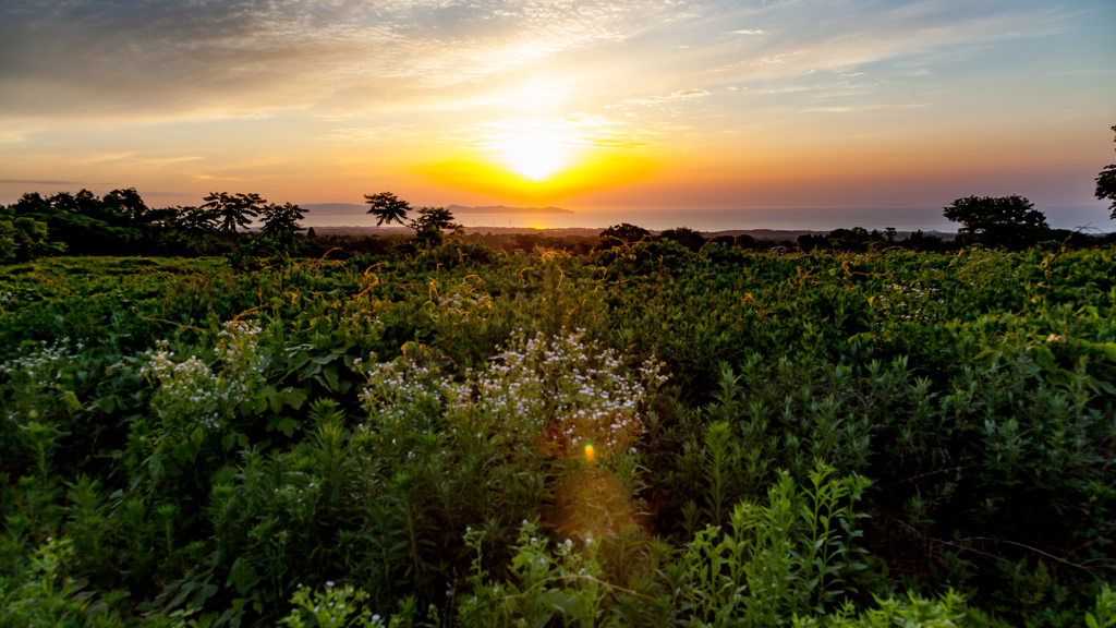 大山、美保湾、夕陽１