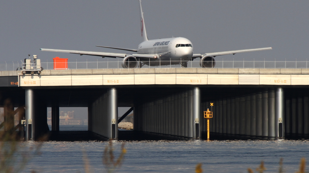 橋の下に向こうの景色が見えます。