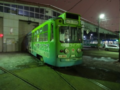 市電車庫の路面電車