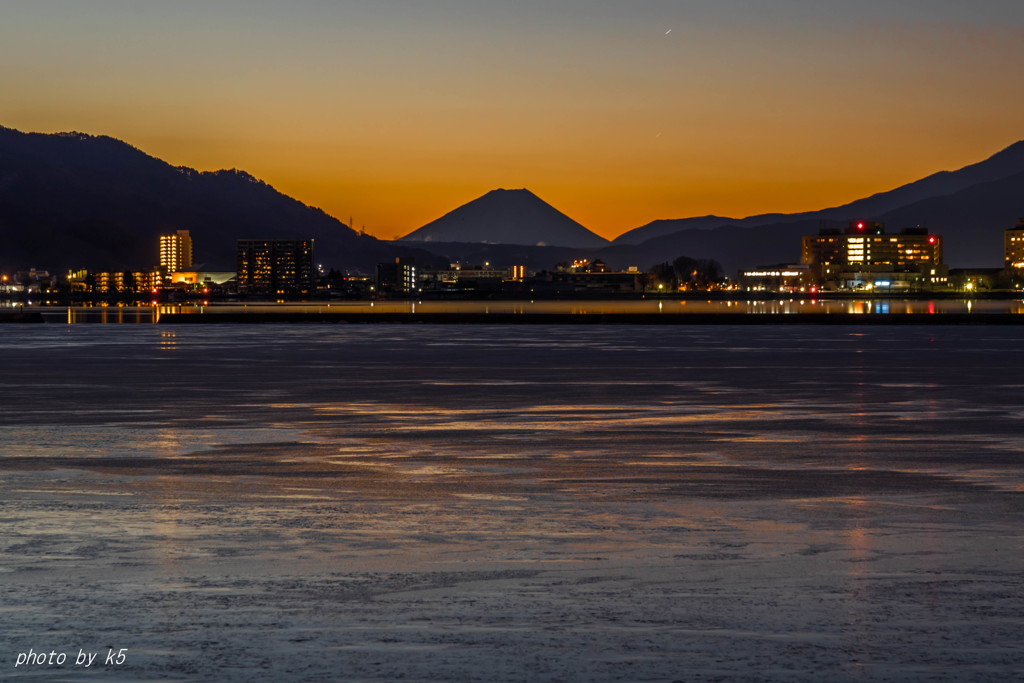 諏訪湖と富士山 By K5a Id 写真共有サイト Photohito