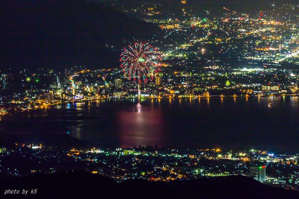 諏訪湖サマーナイト花火～高ボッチ高原より