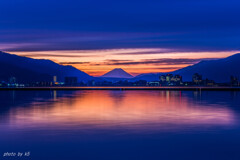 諏訪湖の夜明け1