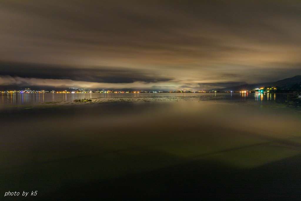 諏訪湖の夜明け1