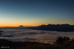 高ボッチview2018.11.24雲海と富士と朝焼け