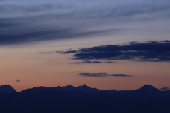 北アルプス夕暮れ