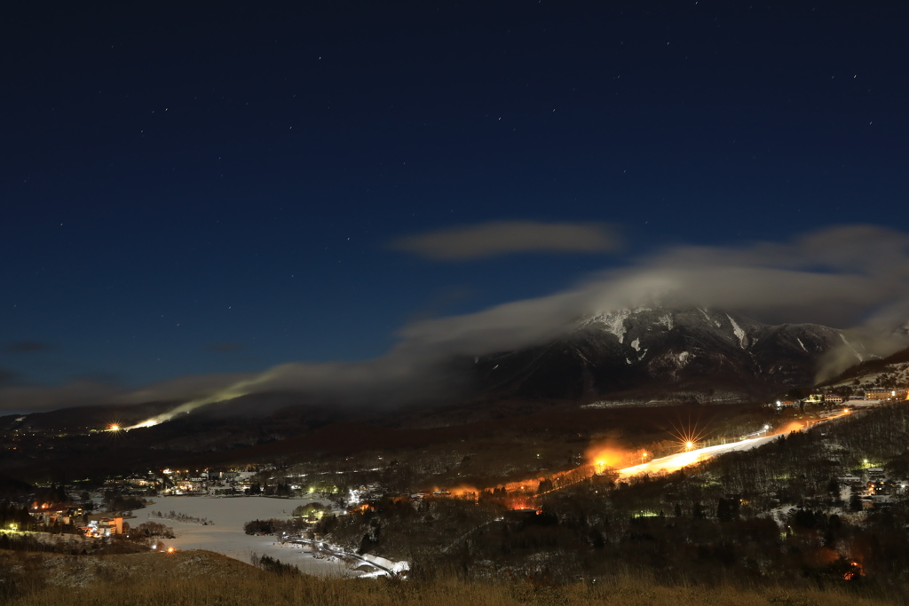 月夜の白樺湖