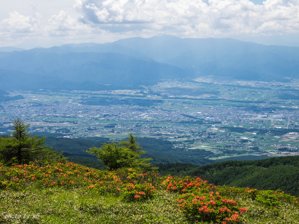 鉢伏山頂上より松本方面を望む