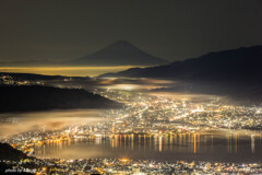 高ボッチview2025.11.24 雲海＆輝く街