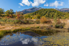 偲ぶの池と乗鞍岳