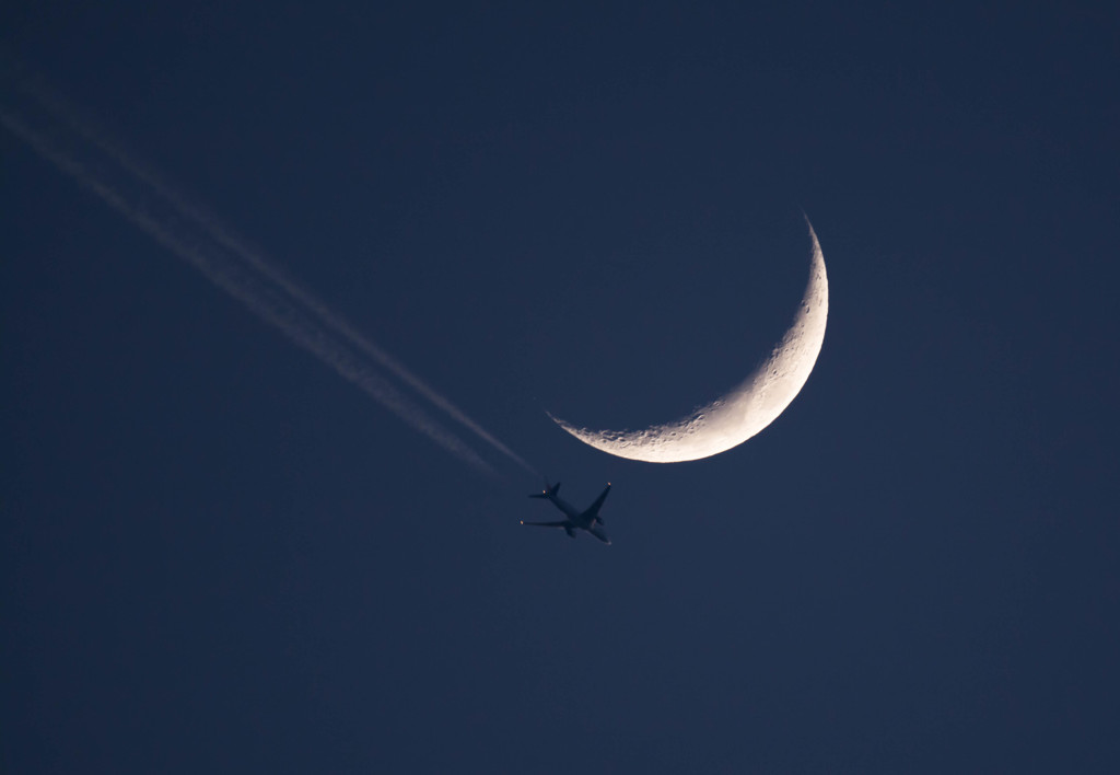 Crescent & Jet Contrail