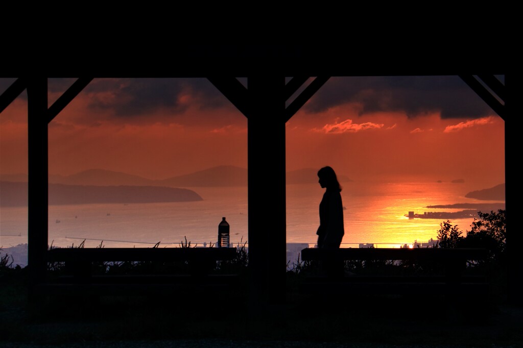 博多湾夕照