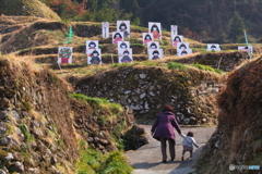 里山。２月の棚田