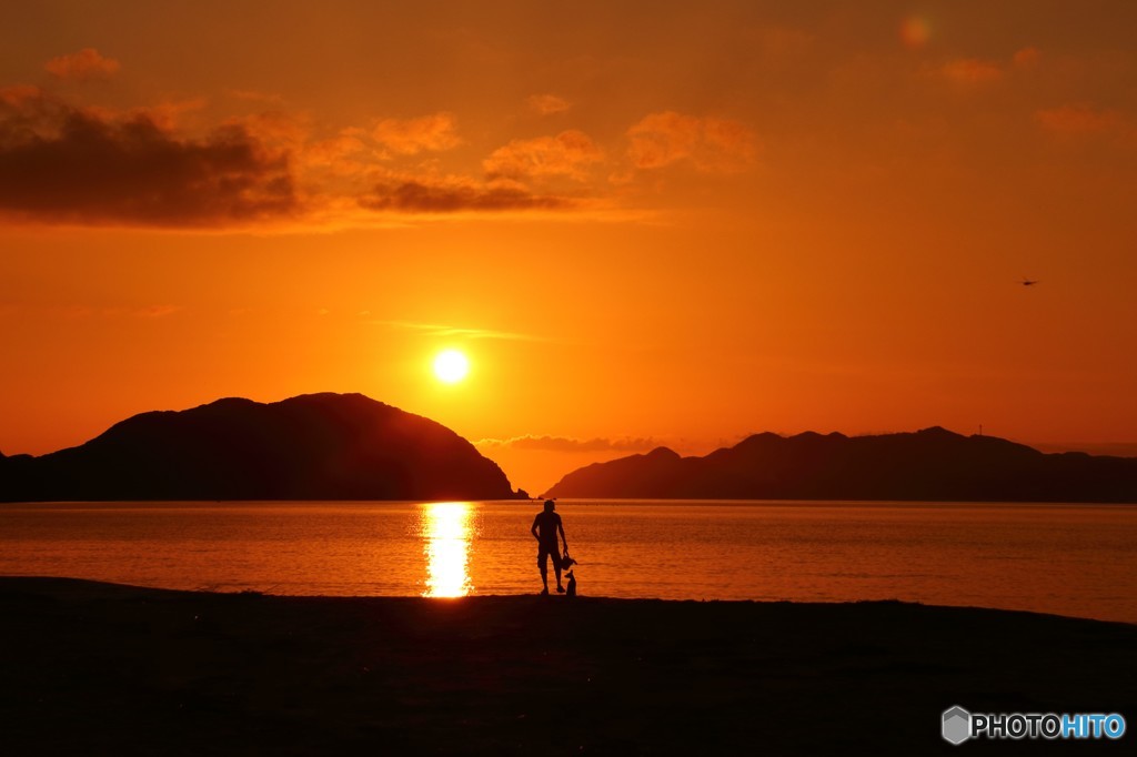 玄界灘の夕日