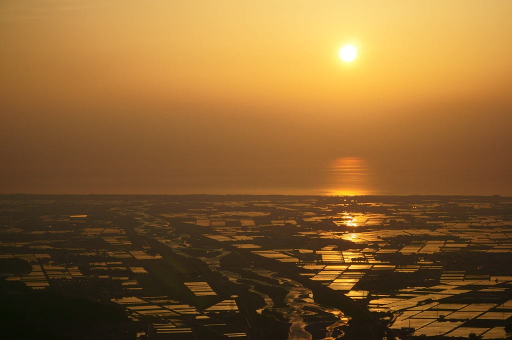手取川の夕日(4)