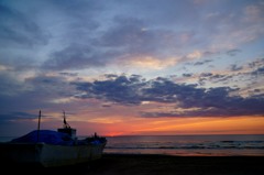 千里浜の夕景