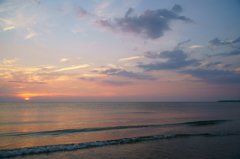 千里浜　晩夏の夕日　2015