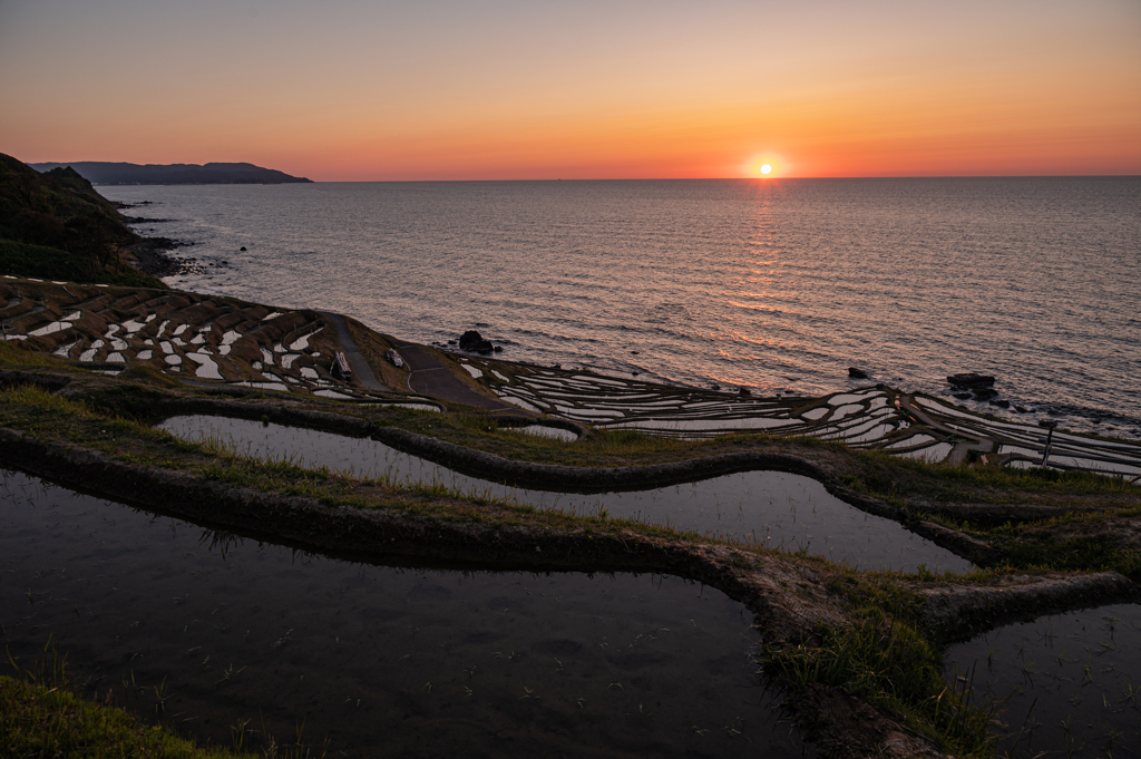 棚田の夕日