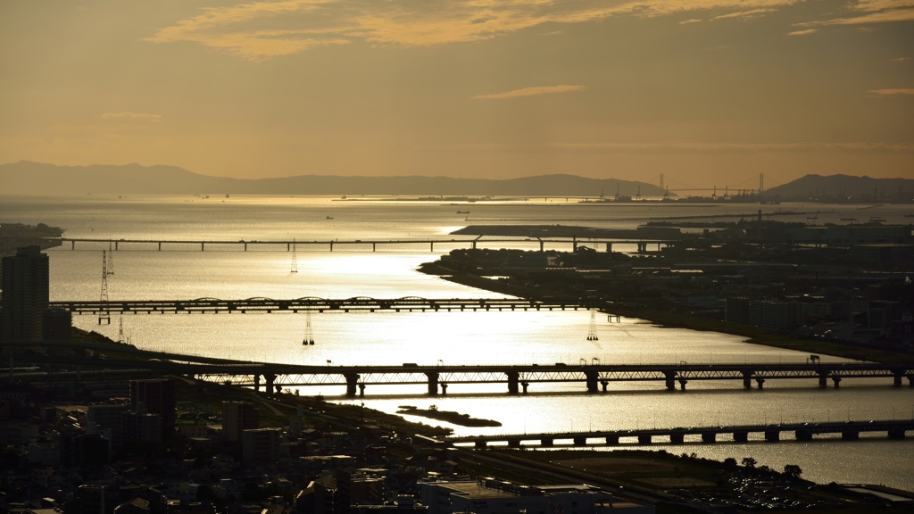 淀川河口夕景