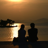 夕日・二人